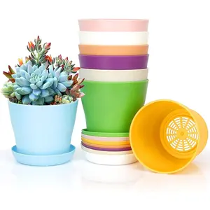 8 count  Pots,3.8" Flower Pots,Gardening Gifts,Plastic Pot for , Succulent Pot Planters for Indoor ,Small Flower Pots,Cute  Pots