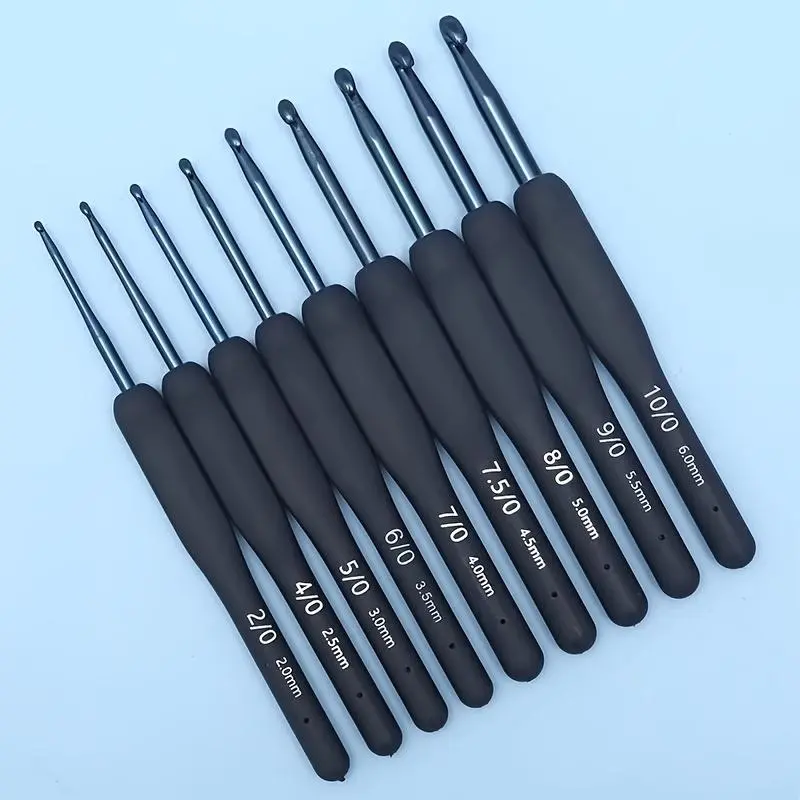 Crochet Hook Set, 9pcs Sturdy and Durable Crochet Tool Set with Soft Handle, Handmade DIY Crafts Crochet Hooks for Home Use