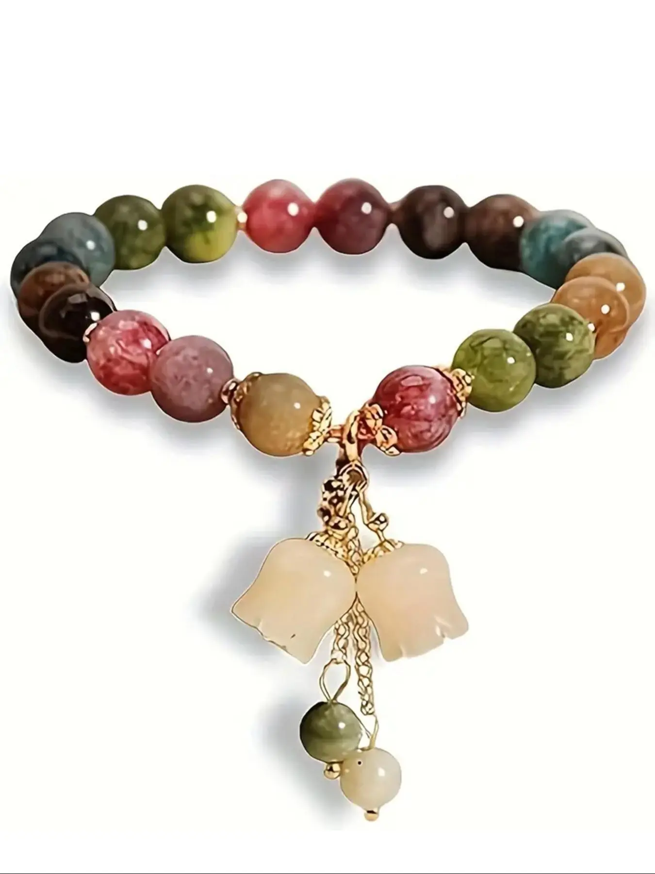 Lily of the valley pendant colored beryl bracelet, Premium Crystal Bracelet, Back to school season Expel evil spirits to ensure safety Help improve career luck Balance human energy Exquisite and versatile Unisex gift for family, good friends, teachers