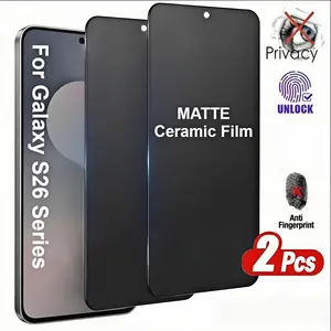 2 Pcs Matte Privacy Ceramic Screen Protector for Samsung Galaxy S26/s25/s24/s23/s22/s21 Plus/edge/ultra/a57/a56/a55/a53/a52s, Full Coverage, Anti-Scratch, Anti-Fingerprint, Easy Installation