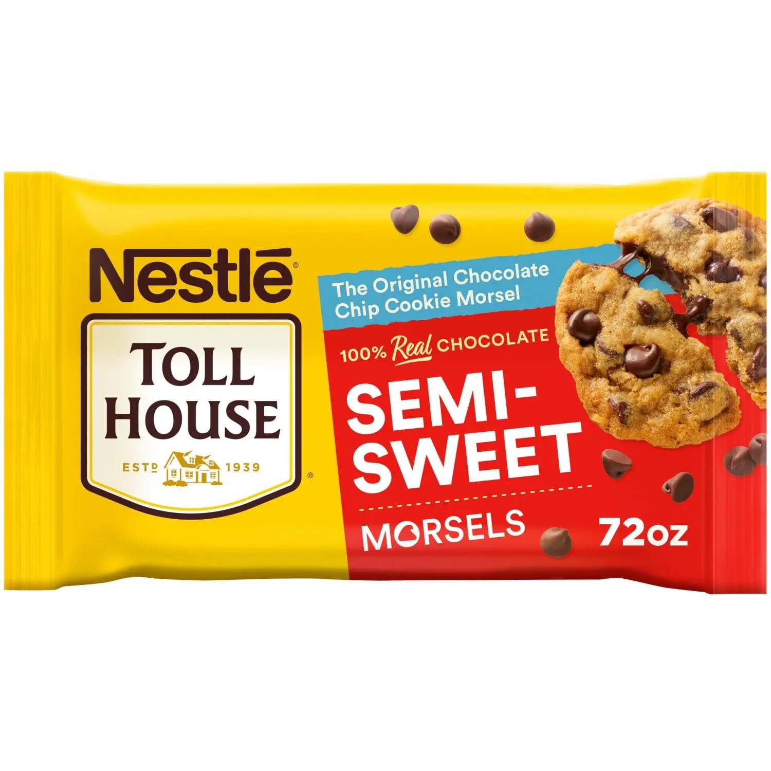 Nestlé Toll House Semi-Sweet Chocolate Chips, 72 oz Bulk Baking Size – Rich Classic Chocolate Chips for Cookies, Brownies, Muffins & Desserts