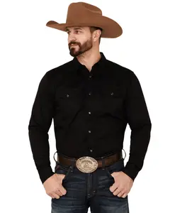 Cody James Men's Solid Treadstone Long Sleeve Pearl Snap Western Shirt - Cmho21w99-Blk