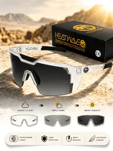 New High-Quality Photochromic Sunglasses — Square Single-Lens Design, Unisex Cycling Shades, UV400 Protection, Z87+ Certified