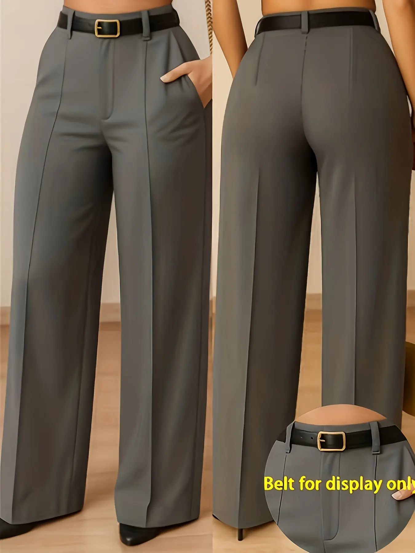 Women's Elegant Business High-Waisted Wide-Leg Loose Pants, Bottoms, Soft Fabric, Perfect for Office and Various Occasions
