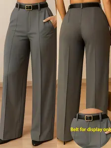 Women's Elegant Business High-Waisted Wide-Leg Pants, Soft Fabric, Perfect for Office and Various Occasions, Business Bottoms