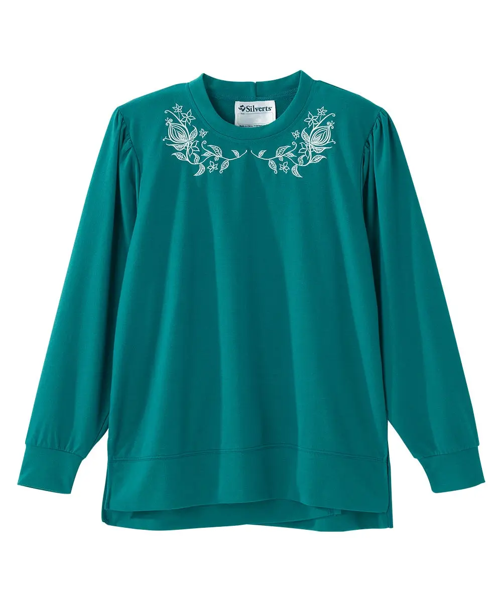 Women's Open Back Long Sleeve Embroidered Sweatshirt