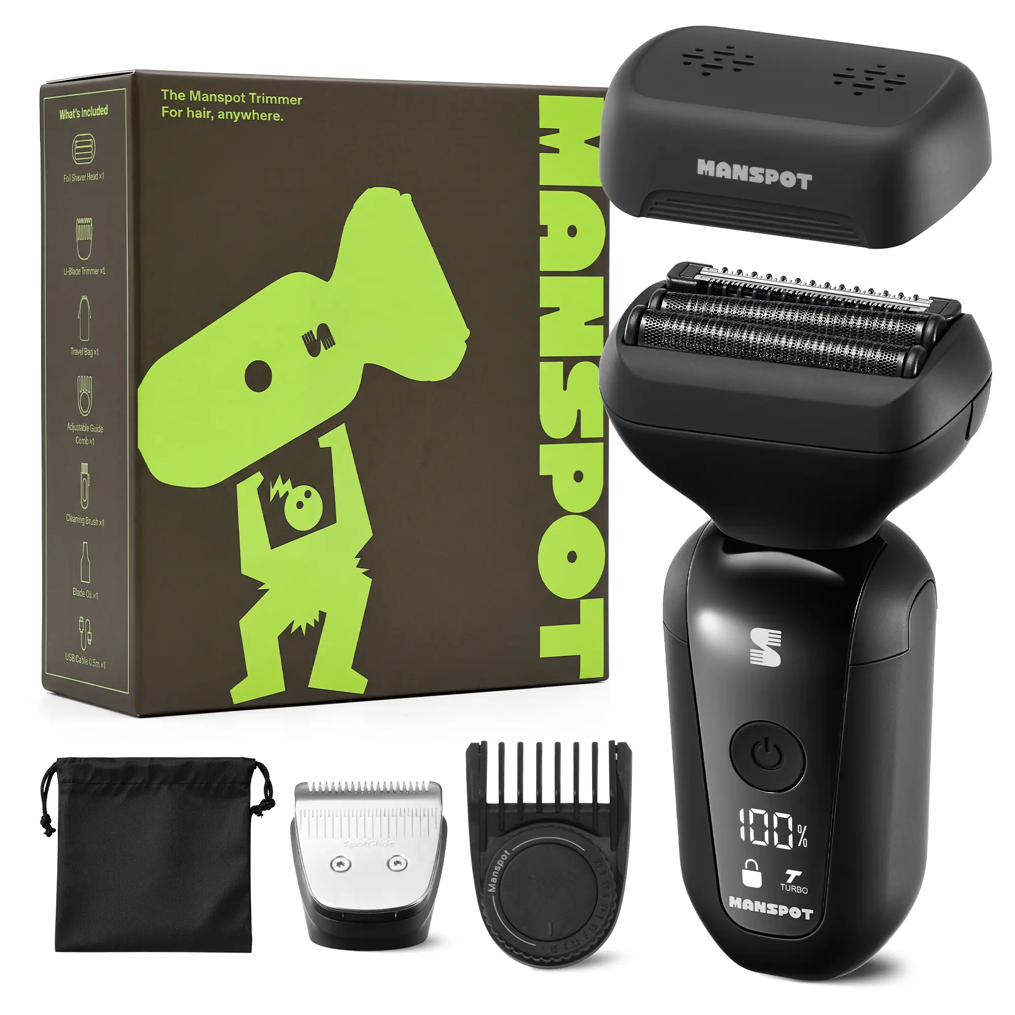 MANSPOT Foil Shaver for Men, Electric Razor with Floating Titanium Foil, 2-in-1 U-Blade Trimmer, USB-C Charge, Travel Lock, Waterproof Portable Shaver for Sensitive Skin,techvibes