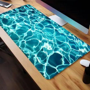 Blue Ocean Ripple Design Mouse Pad, 1 Count Rectangle Gaming Mouse Pad, Non-Slip Rubber Base Stitched Edge Desk Pad for Home Office Game Room, Gaming Desk Accessory, Desk Accessories