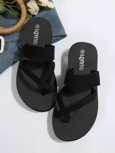 Women's Summer New Fashion Non-Slip Beach Casual Slip-On Sandals, Textile Upper Material, Less Than Ankle Height, Rubber Sole