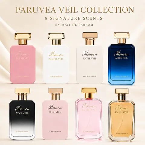 Paruvea Veil Collection Extrait de Parfum 100ml - 8 Signature Scents, Concentrated Fragrance, Alluring Aromatic Woody Fragrance, Vanilla Floral Amber Gourmand Unisex Long-Lasting Perfume,familyfun