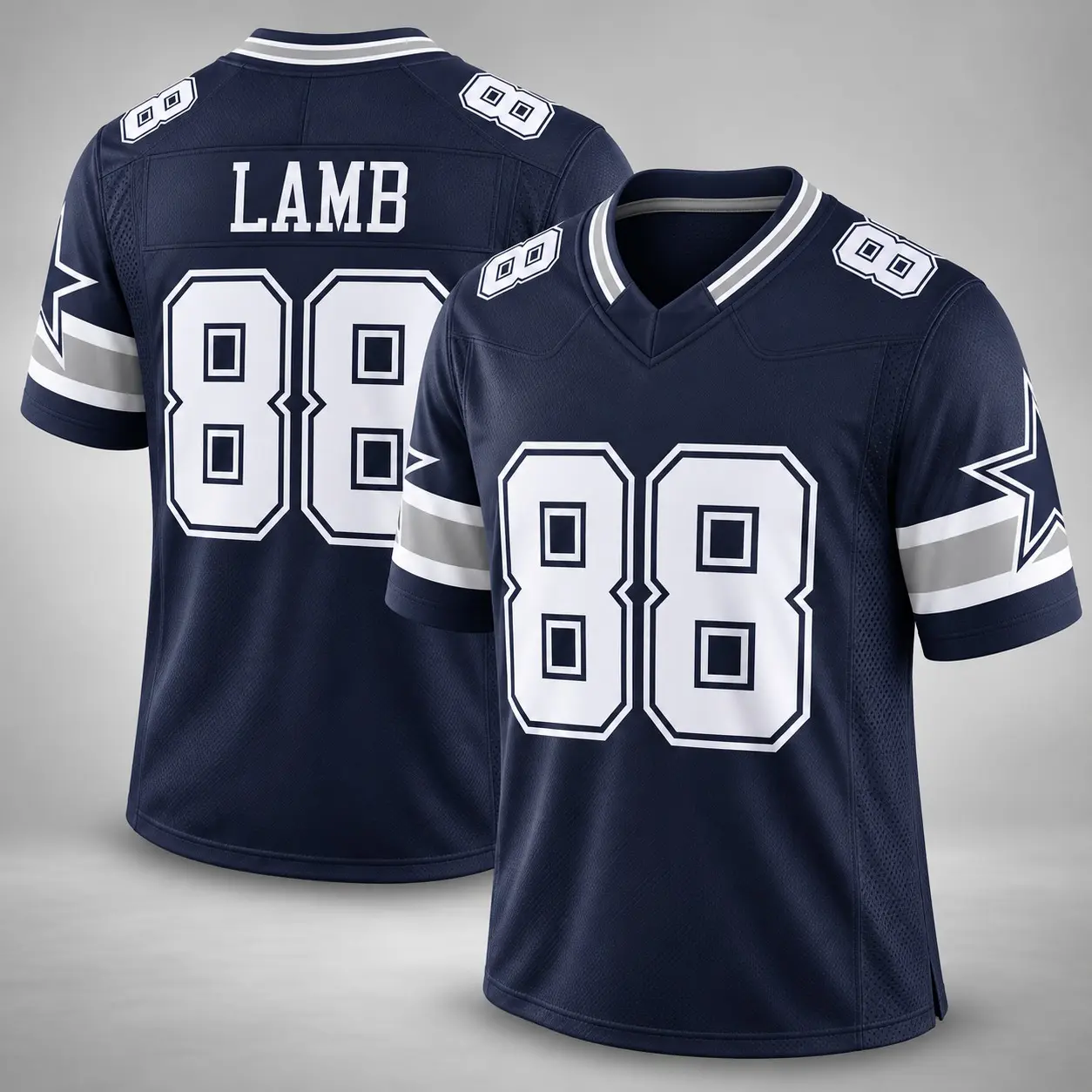 Men's Ceedee Lamb #88 Football Jersey, Unisex Navy Player Jersey, Full Logo #88 Name & Number Shirt, Short Sleeve Game Day Sportswear, Lightweight Game Day Sportswear, Football Apparel & Gift for Football Fans