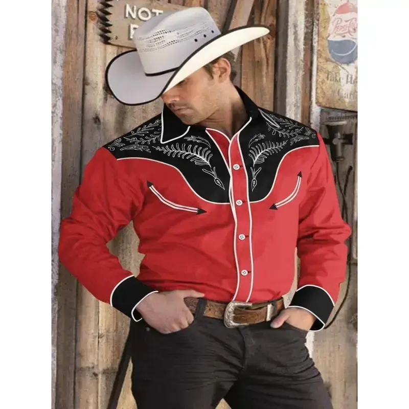 Men's Cotton Western Cowboy Shirt - Embroidered, Long Sleeve, Casual, Button Front, Band Collar Dress Shirt Men's Cotton Western Cowboy Shirt - Embroidered, Long Sleeve, Casual, Button Front, Band Collar Dress Shirt