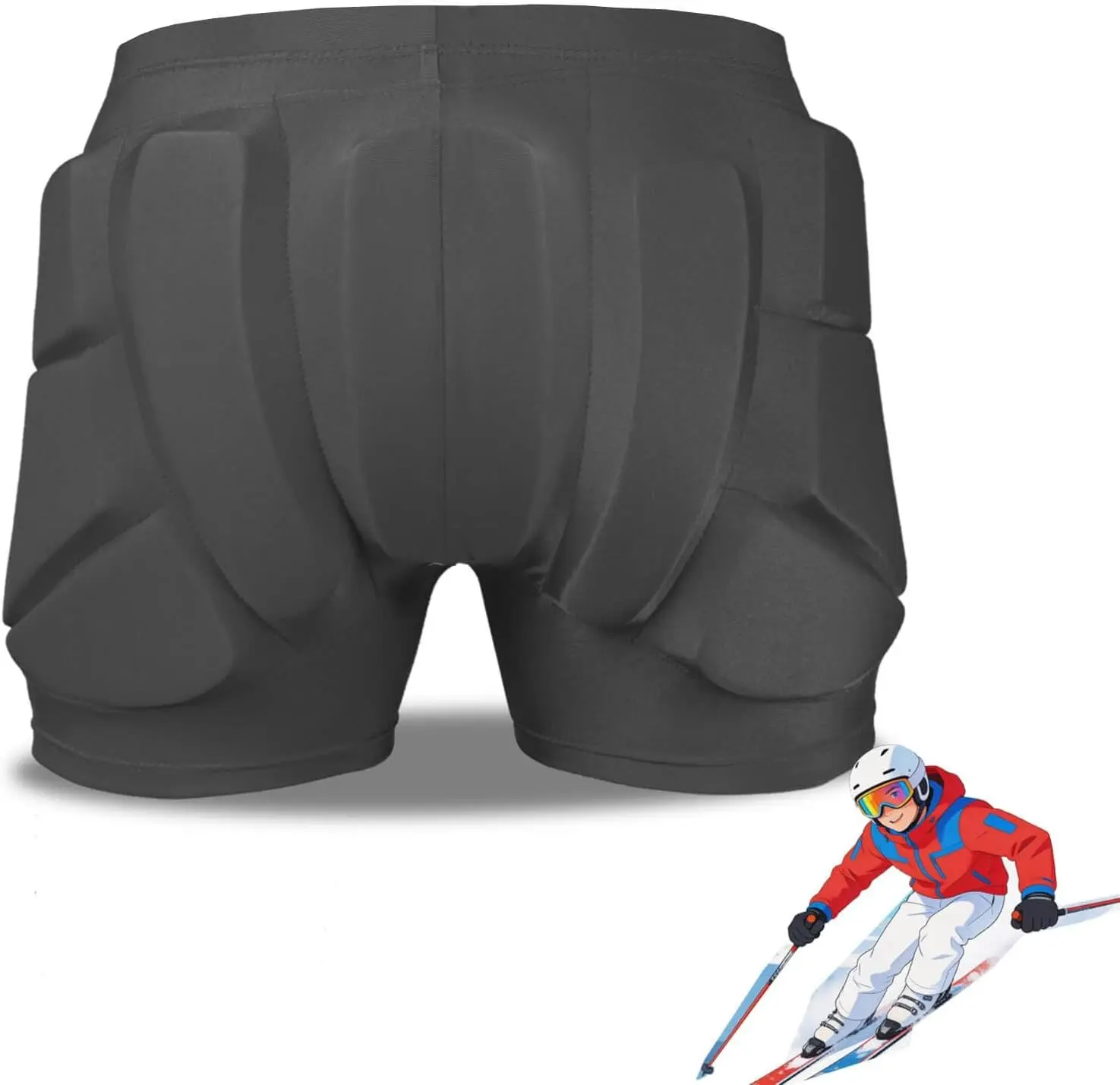 3D Hip Protective Pads Ski Pants Thickened EVA Skateboard Crash Pad Protective Padded Shorts for Skating Hip and Tail Bone Protection