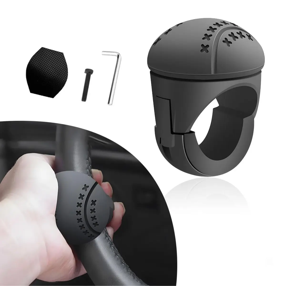 Steering Wheel Spinner Knob – 360° Rotating Booster Handle Grip