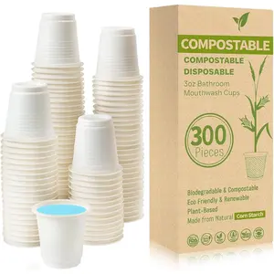 300 count 3 OZ Bathroom Cups  Compostable   Cups Small Cups Disposable Mini Mouthwash Cups for Bath Rinse Cup Shot Disposable Cups for Drinking Washing Cups
