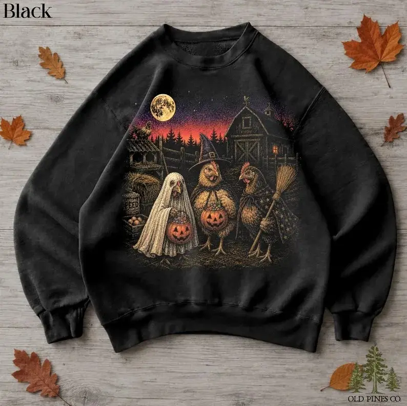 Halloween Ghost Chickens Sweatshirt