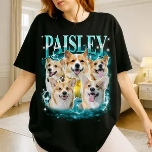 Custom Bootleg Pet Shirt, Personalized Dog Photo Shirt, Retro 90s Dog Portrait Tee, Dog Lover Gift