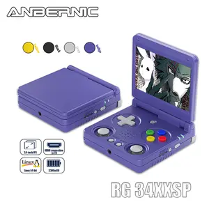 ANBERNIC RG 34XXSP Handheld Game Console 3.4-inch RG34XXSP Foldable Handheld Console Linux 64-bit System With Double Joystick Battery 3300mAH Children's Holiday Gifts Box Mini Digital Portable