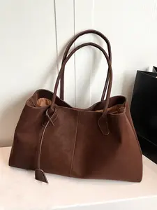 Retro Maillard-style underarm tote bag, casual and versatile trendy one-shoulder handbag, simple matte texture one-shoulder commuter bag, suitable for commuting, daily matching and other scenarios, Casual Handbag Satchel, Shoulder Purses