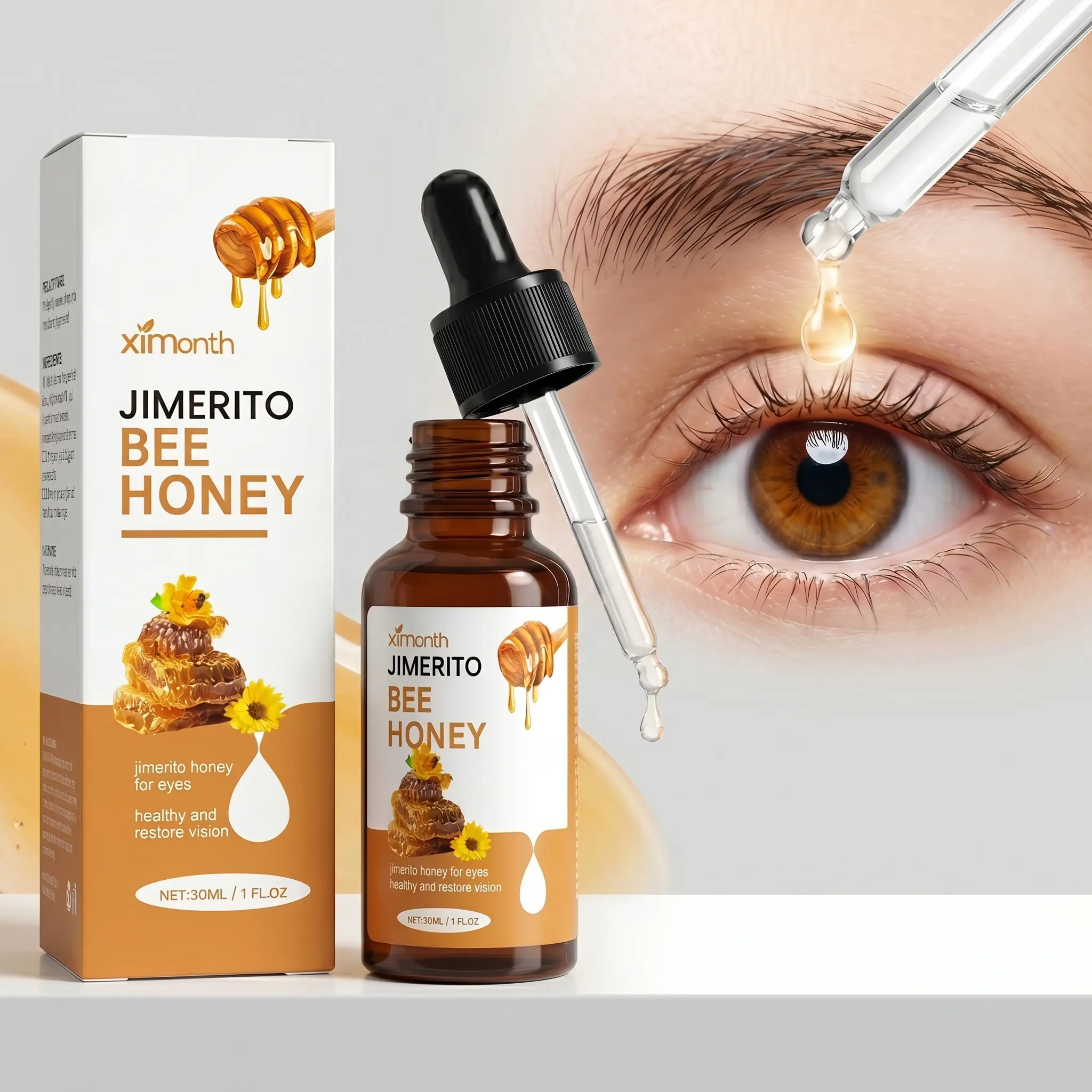 Honey Eye Serum, Hydrating Under Eye Care Liquid with Natural Honey Extract, Lightweight Eye Treatment for Bright-Looking Skin, Daily Skincare Routine & Self Care Beauty