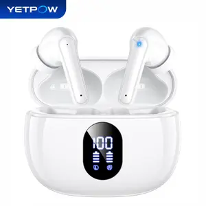 YETPOW T18 Bluetooth Earbuds - Audio Headphones with Bluetooth 5.3, 48H Playtime, LED Display, Deep Bass, Built-in Mic, IPX7 Waterproof, Lightweight In-Ear Design, Touch Control for iPhone, Laptop