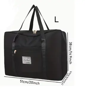 Lightweight Travel Gym Bag Shoulder Tote Black Multi-Purpose Cloth Storage, Weekend Travel Large