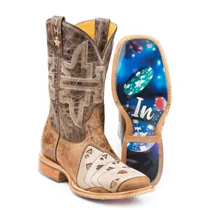 Tin Haul Mens Brown Leather High Roller Casino Cowboy Boots