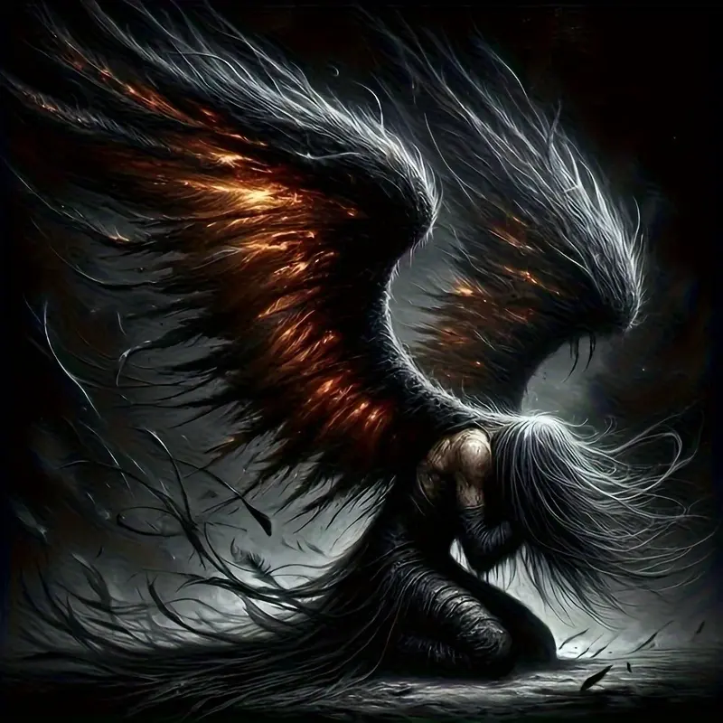 New Hot Deal! Immerse in the Enchanting World of Diamond Painting: Fallen Angel Theme 5D Full Round Diamond Painting Kit, Acrylic (PMMA) Mosaic Embroidery Art Canvas Perfect for Living Room and Bedroom Decor, Best Gift Idea for Friends and Family