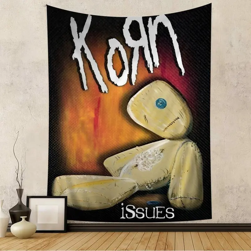K-Korn rock band Tapestry anime Tapestry hanging tarot cards hippie wall cloth dormitory wall cloth, polyester fabric, birthday/Valentine's Day/boyfriend/girlfriend/Christmas/Halloween gifts, as well as tapestry as birthday gifts for family and friends
