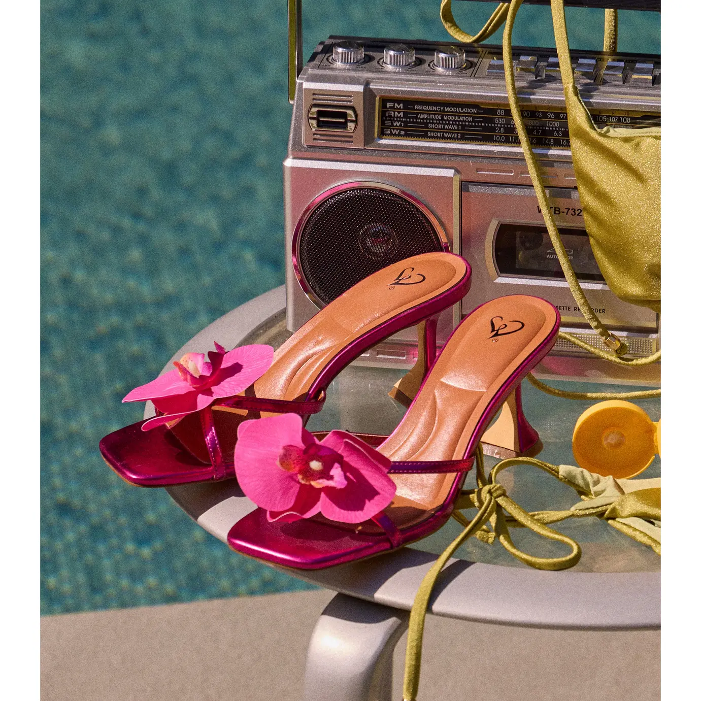 Poolside Playlist Tropical Flower Heels