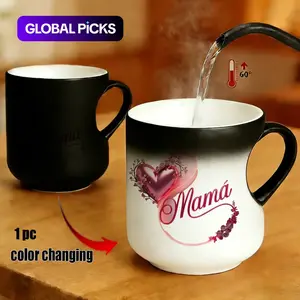 Magic Color-Changing Cup Mom's special cup Heart Mug,Heart-shaped "Mamá" with flowers Design, Thermosensitive Ceramic Cup, 330 ml,Mother's Day Gift, gift for mom Birthdays, Drinkware, Ceramic Coffee Mug, Ceramic Printed Drinkware #GLOBAL PICKS