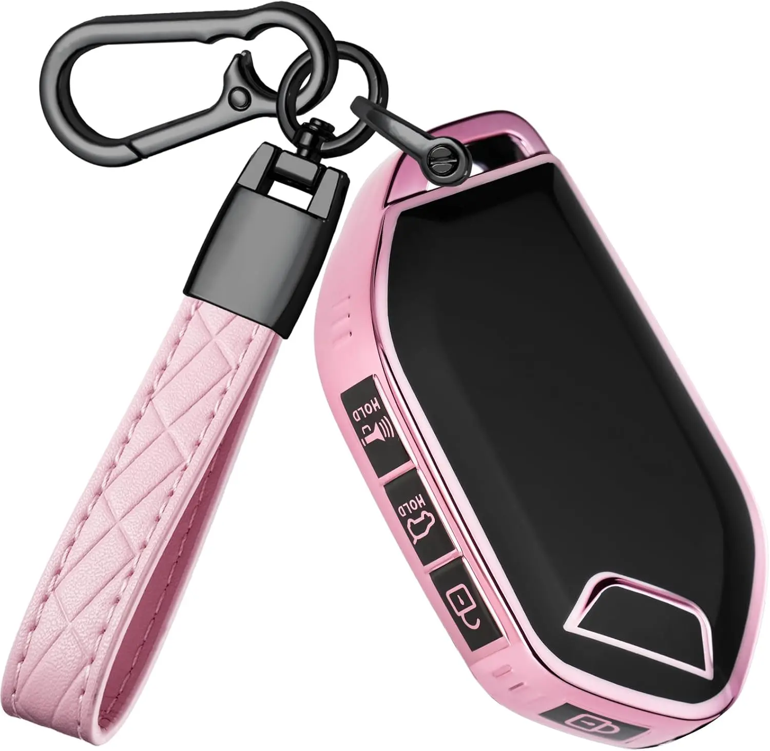 for Kia Key Fob Cover with Keychain - TPU Key Case Shell Protector Compatible with Kia Telluride Sorento K4 K5 EV5 Sportage 5 Button Smart Remote Key, Pink