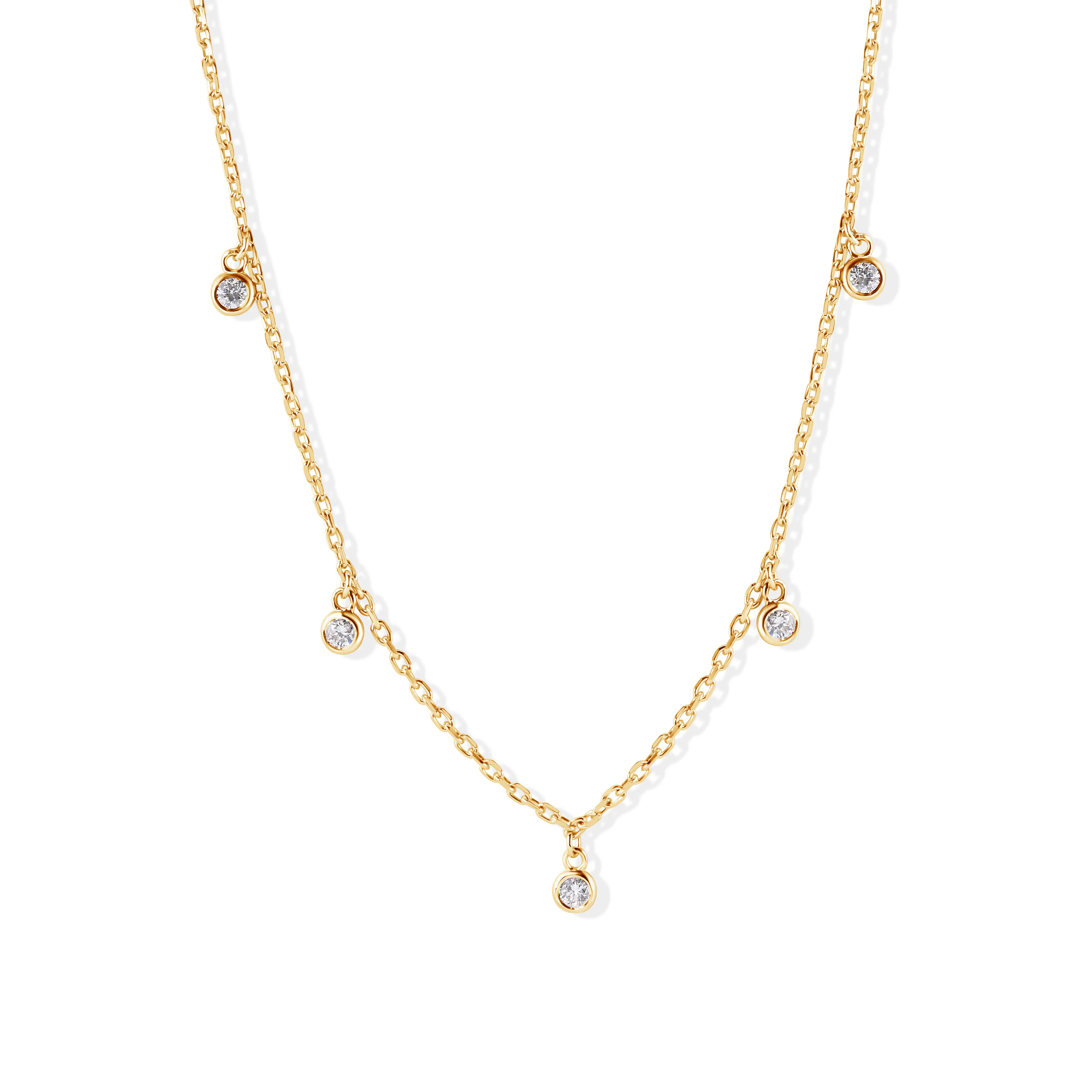14K Bezel Setting Necklace with 0.20 Carats of Diamonds