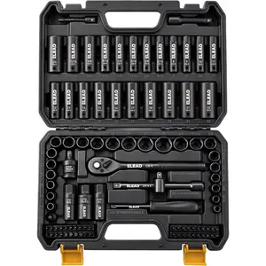 Cycling Mechanics 96-Piece 3/8"-Drive Impact Multi-Tool Tool Kit - SAE (5/16-3/4 in), Metric (8-22 mm) Standard & Deep Components, Ratchet Handle, Bit Set, Universal Joint, Extension Bar, Adapters, Spark Plug Attachments, Multi-Tool Tool Kits