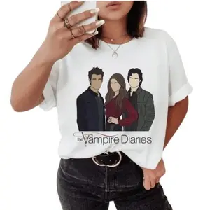 Elena Gilbert Vampire Diaries T-shirts Tshirt Cotton Fit Top Womenswear