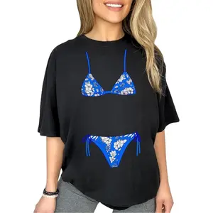 Summer t Shirts Bikini Shirt Funny Beach Summer Bikini Graphic T-Shirt Casual Women Shirt