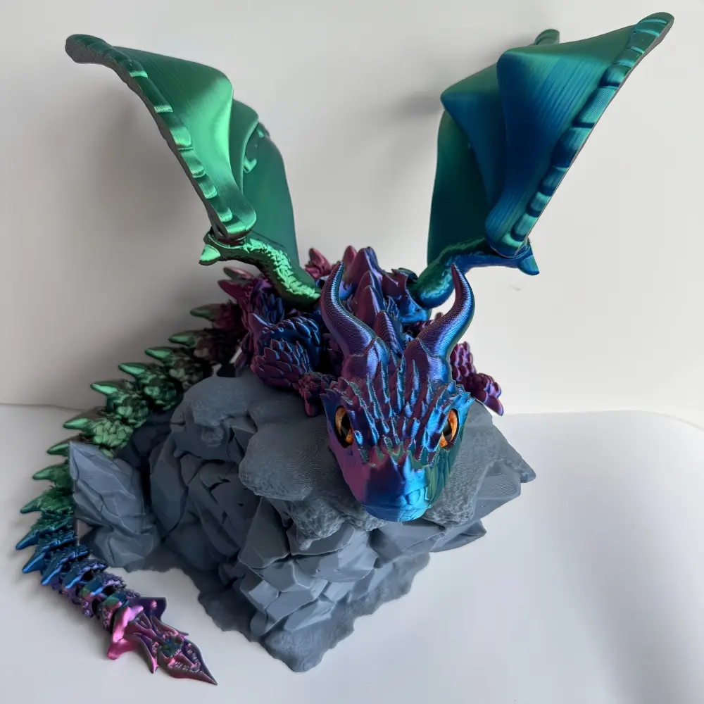 3D Printed Giant Dragon Shaped Statue Figure - 23.62-inch Intricate Collectible Artwork, Glam Home Decor-Display Piece, Ideal Collectors' Christmas Gift, Dragon Shaped Statues, Gift For Holidays And Birthdays