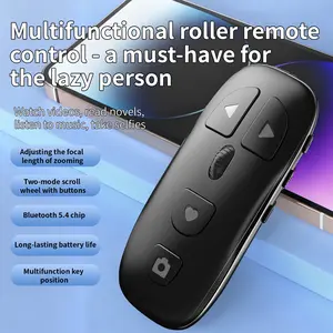 Wheeled Phone Remote Controller, Wireless Remote Control, TiktokVideo Swipe Control, Smart Selfie Remote with Zoom Function, Volume Control, for Androidand iOS Phones/pads, Portable