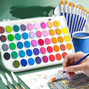 Solid Watercolor Paint, Professional Art Grade, Available in 36 Colors & 48 Colors, Ideal for Beginners, Primary School Students and Children's Doodling