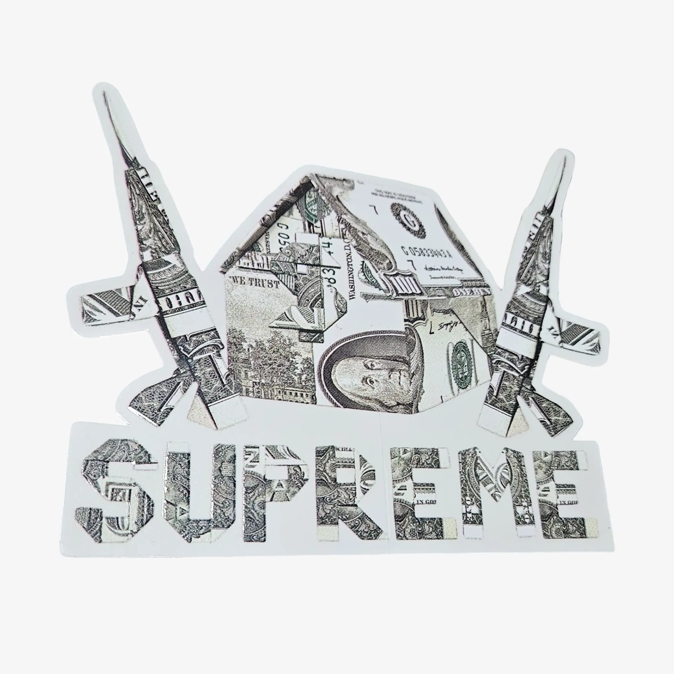 Supreme Sticker 'Origami Money Trap House / Benjamin Dollar Bills' Green (SS26)