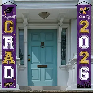 2026 Graduation Banner, Class of 2026 Congrats Grad Porch Sign, Yard Sign Banner, Party Decorations Supplies, Welcome Hanging Door Decor for Indoor Outdoor