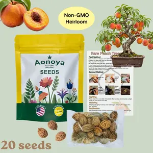 20 Dwarf Peach Fruit Tree Seeds – Non-GMO, Early Maturing, Self-Fertilizing, Ideal for Indoor & Outdoor Planting