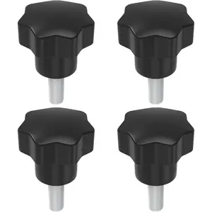 4 Pieces M8 x 25mm Thread Star Knobs, Plum Hexagon Shaped Clamping Handle Hand Tightening Thumb Screw Knob Grips Jig Knobs for Umbrella Base Replacement