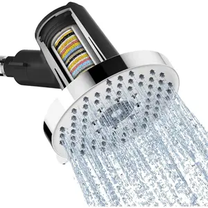 Filtered Shower  with Filters- High  Rain Shower ,with 20-Stage shower Filter,6 Spray Modes for Hard Water Softener, Remove Chlorine & Heavy Metals (Chrome,5.5 Inch Round)