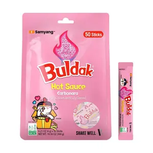 Samyang Buldak Sauce Creamy Bacon Cheese Flavor - Korean Spicy Stir-Fried Noodle Sauce 300g, 50 Sticks, Authentic Korean Flavor, Easy Carry, Perfect for Rice & Noodles