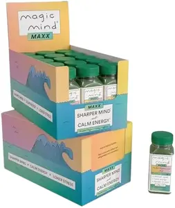 Magic Mind MAXX Energy and Focus Drink Shots (30 PACK MAXX) - Stress Relieving, No Jitters, Ashwagandha, Vitamin B12, Vitamin C, Matcha Green Tea, Functional Mushrooms 165mg Caffiene - 2 FL Oz