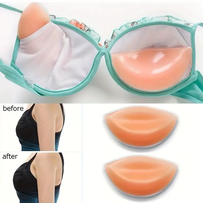 1 Pair Push Up Silicone Triangle Bikini Swimsuit Bra Insert Pads, Invisable Breast Enhancer Linger Insert pads