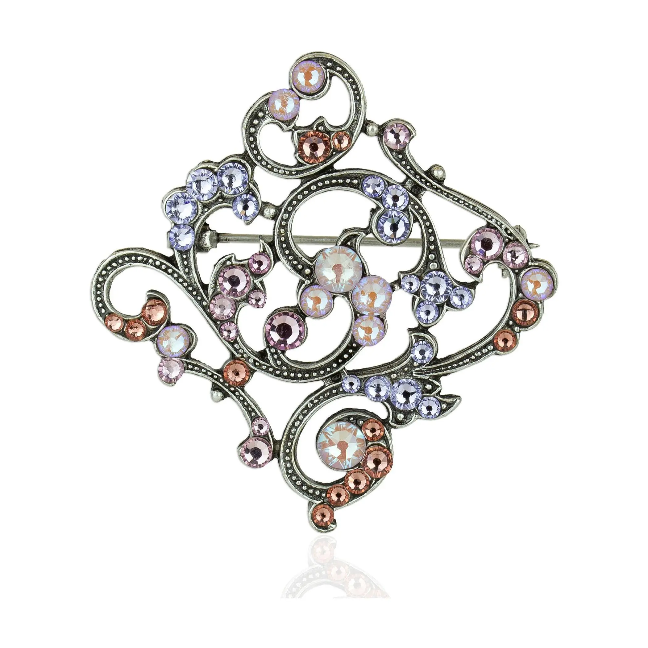 Anne Koplik Vintage Scroll Crystal Pin