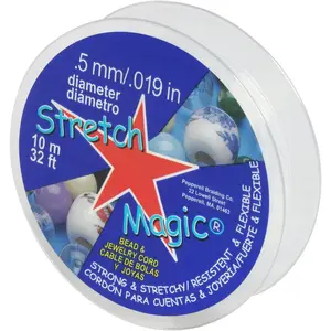 Elastic Beading Cord – Clear Color, 0.5mm in Diameter, 10-Meter (32 ft) - Easy to Knot, Strong & Stretchy String for Making Beaded Jewelry