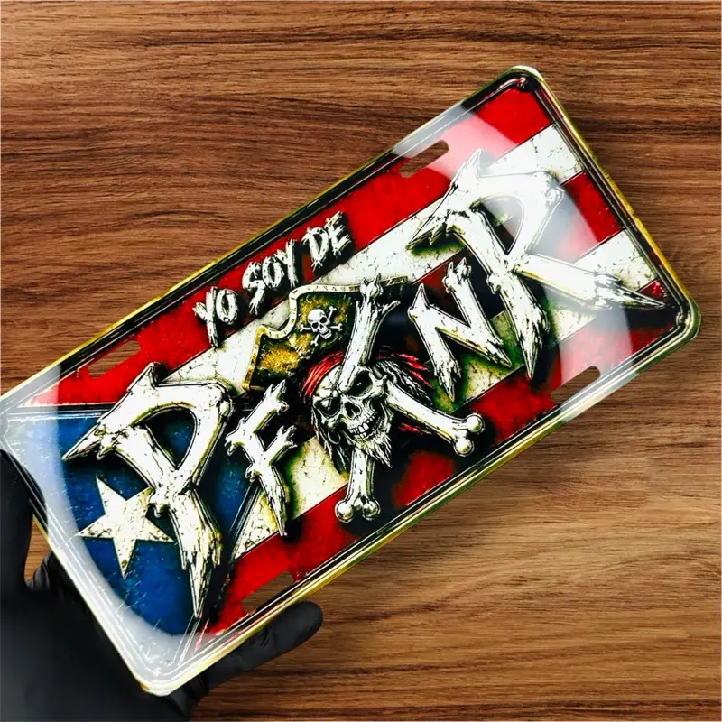 12x6 in Rectangle Decorative Plaque - Artistic "Yo Soy De P FKN R Isla Del Encanto" Adult Pirate Collectible, Home Decor Accessory, Collectibles
